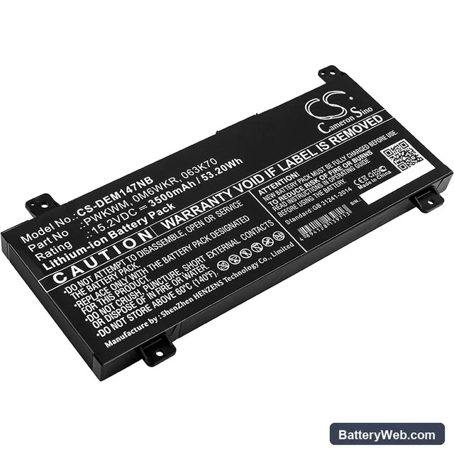 Dell Inspiron 14 7466 Replacement Battery, 15.2V, 3500mAh, Li-ion 1