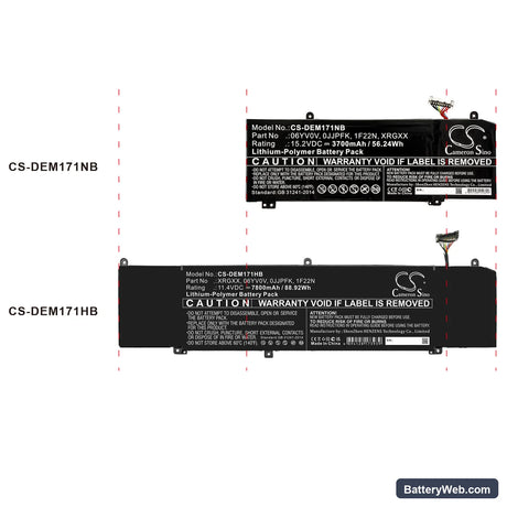 Dell G5 5590-D2785W Replacement Battery, 11.4V, 7800mAh, Li-Polymer 7