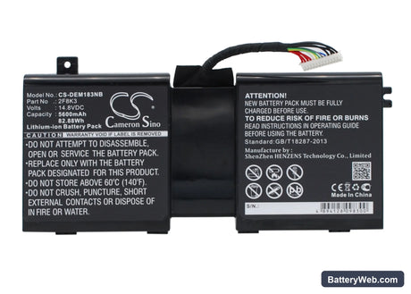 Dell Alienware 17 Replacement Battery, 14.8V, 5600mAh, Li-ion 1
