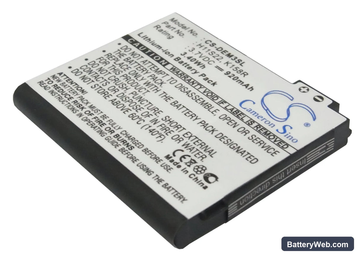 Dell Mini 3 Replacement Battery, 3.7V, 920mAh, Li-ion 1