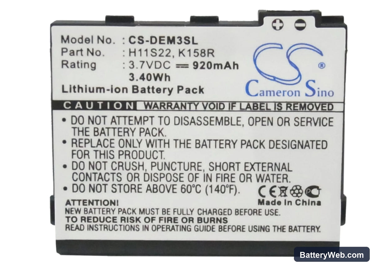 Dell Mini 3 Replacement Battery, 3.7V, 920mAh, Li-ion 5