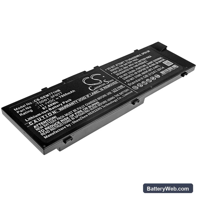 Dell Precision M7710 Replacement Battery, 11.1V, 7900mAh, Li-ion 1