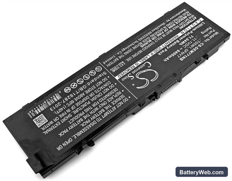 Dell Precision M7710 Replacement Battery, 11.1V, 6400mAh, Li-Polymer 2