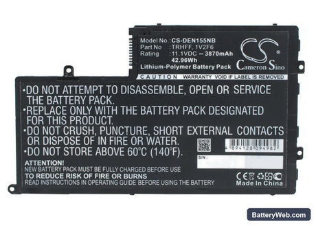 Dell Inspiron 15 Replacement Battery, 11.1V, 3870mAh, Li-ion 1