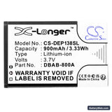 Doro 1378 Replacement Battery, 3.7V, 900mAh, Li-ion 3