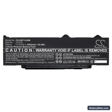 Dell Latitude 13 5340 Replacement Battery, 11.4V, 3500mAh, Li-Polymer 5