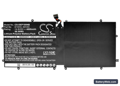 Dell XPS 18 Replacement Battery, 14.8V, 4600mAh, Li-Polymer 5