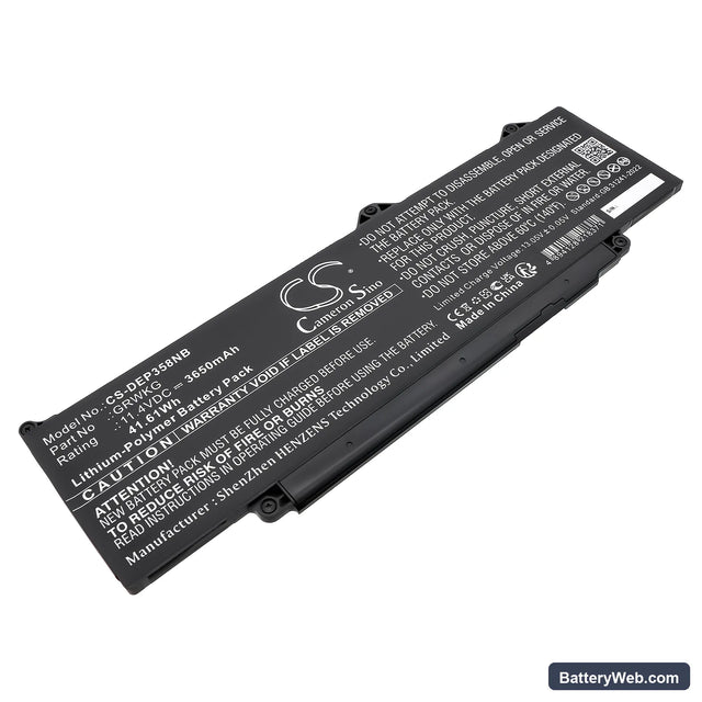 Dell Precision 15 3580 Replacement Battery, 11.4V, 3650mAh, Li-Polymer 1