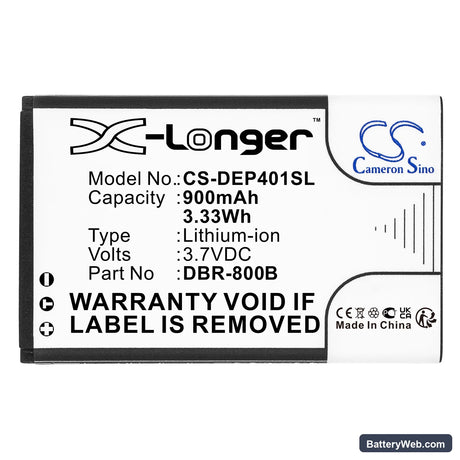 PEAQ PMP300 Replacement Battery, 3.7V, 900mAh, Li-ion 3