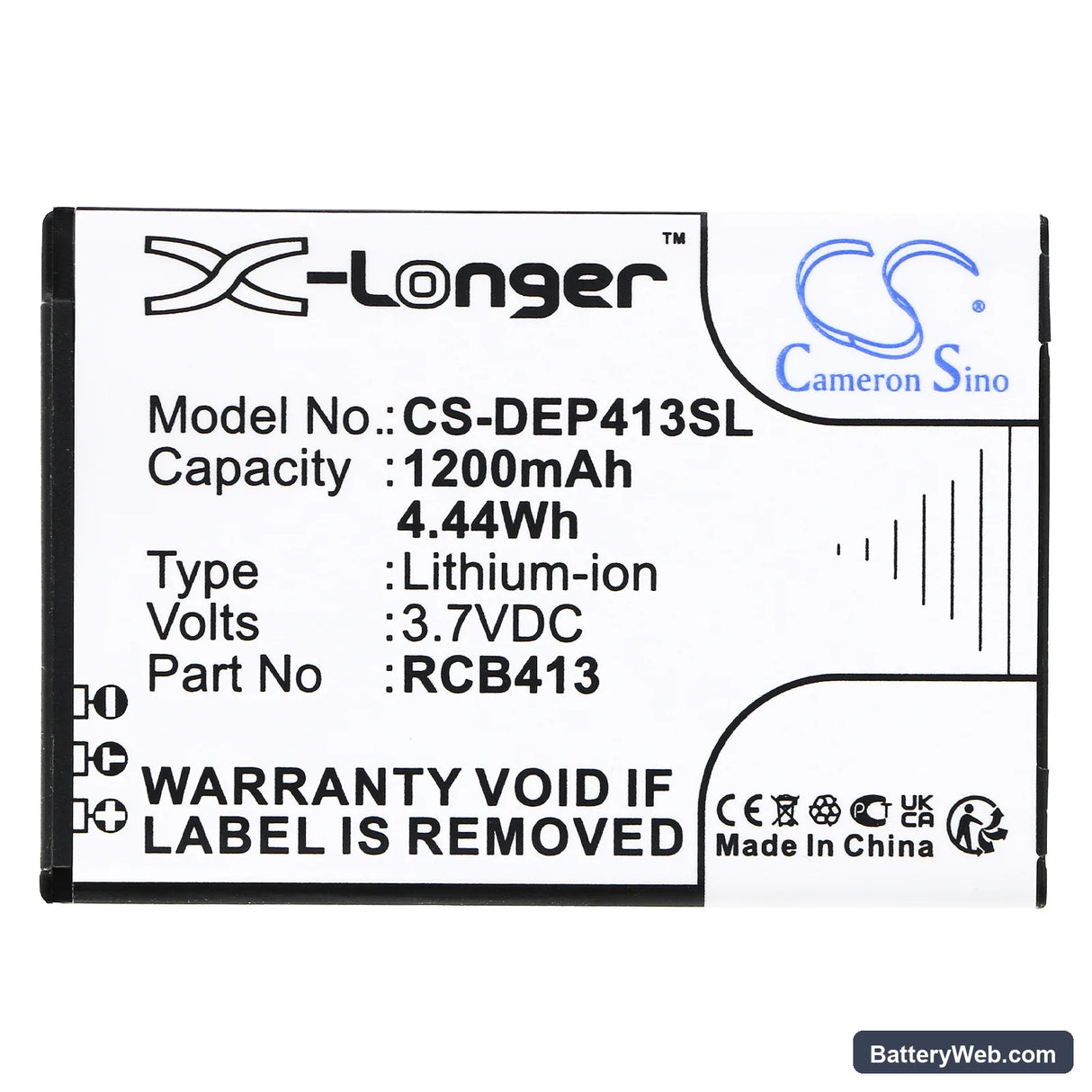 Doro Primo 406 Replacement Battery, 3.7V, 1200mAh, Li-ion 3