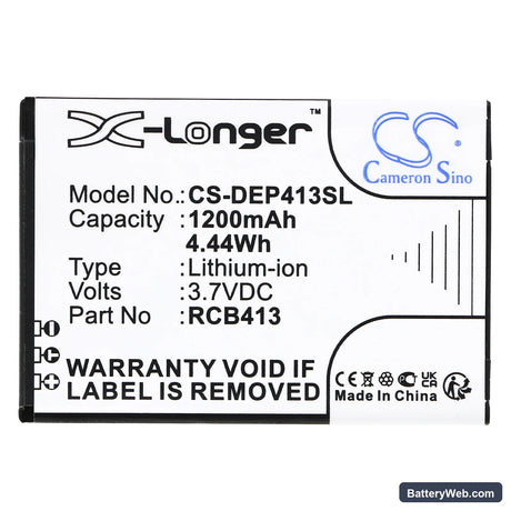 Doro Primo 406 Replacement Battery, 3.7V, 1200mAh, Li-ion 3