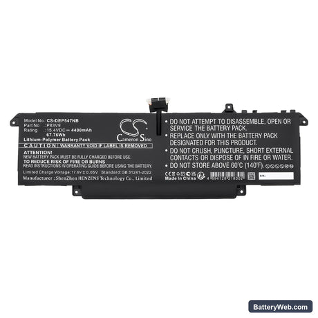 Dell Precision 14 5470 Replacement Battery, 15.4V, 4400mAh, Li-Polymer 3
