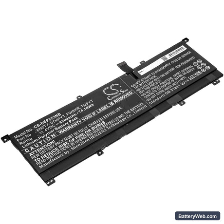 Dell Precision 5530 2-in-1 Replacement Battery, 11.4V, 6500mAh, Li-Polymer 1