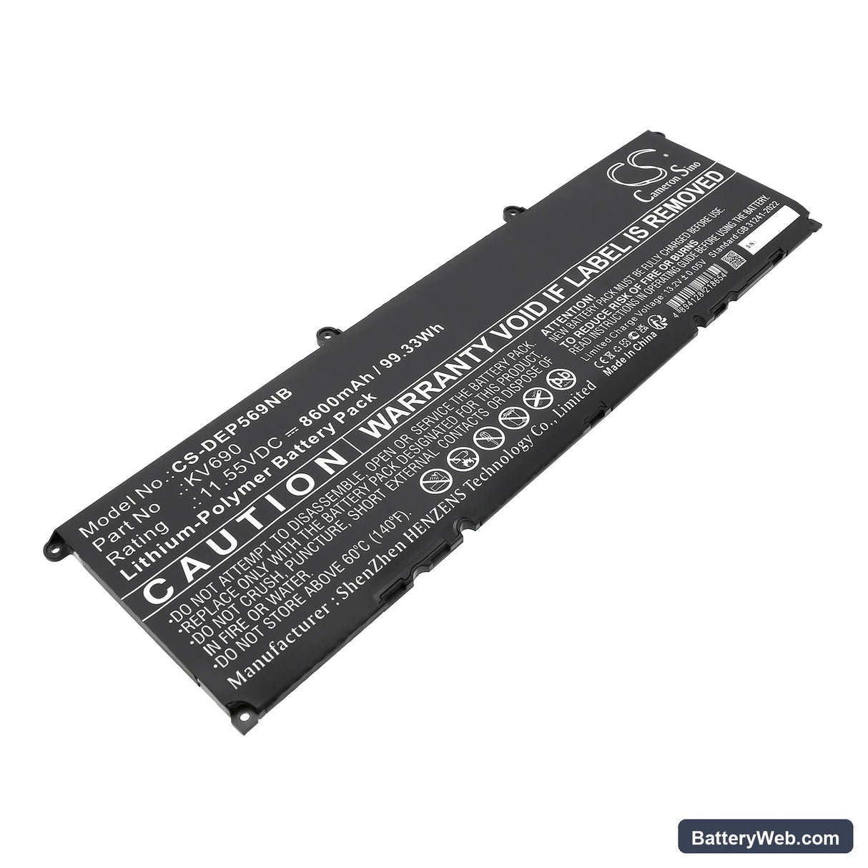 Dell Precision 5680 Replacement Battery, 11.55V, 8600mAh, Li-Polymer 1