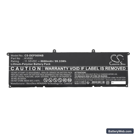 Dell Precision 5680 Replacement Battery, 11.55V, 8600mAh, Li-Polymer 5