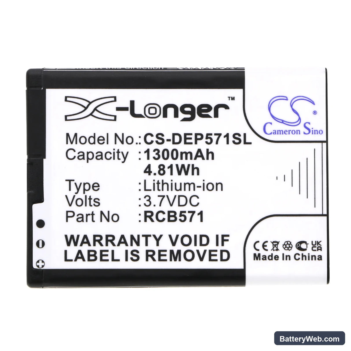 Doro Primo 571 Replacement Battery, 3.7V, 1300mAh, Li-ion 3