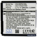 Doro 614 Replacement Battery, 3.7V, 700mAh, Li-ion 5