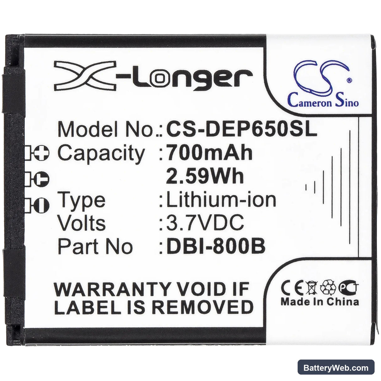 Doro Liberto 650 Replacement Battery, 3.7V, 700mAh, Li-ion 3