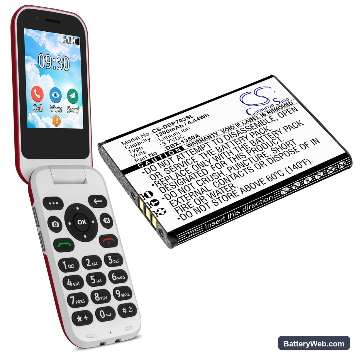 Doro 7030 Replacement Battery, 3.7V, 1200mAh, Li-ion 4