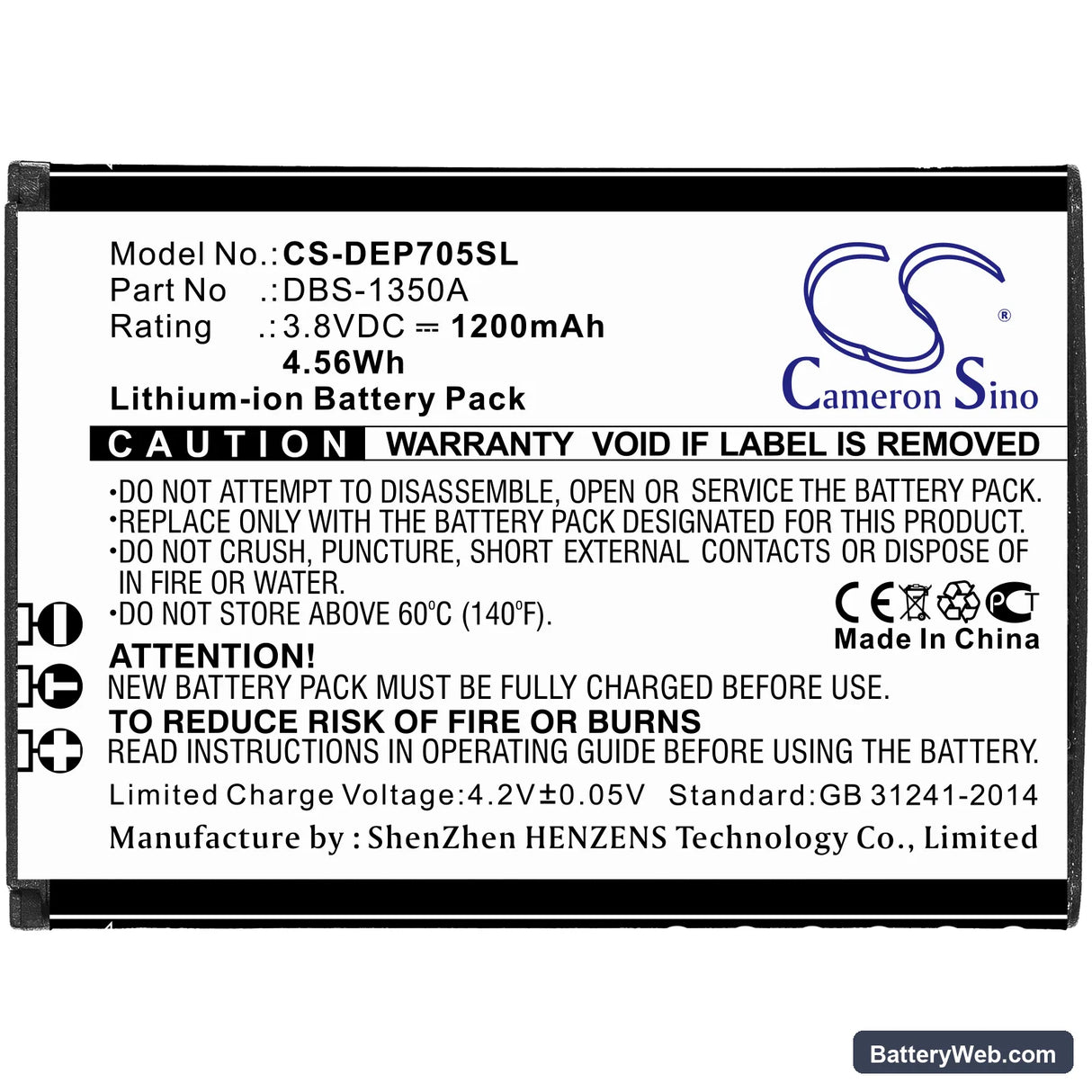 Doro SmartEasy 7050 Replacement Battery, 3.8V, 1200mAh, Li-ion 3