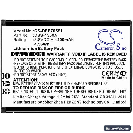 Doro SmartEasy 7050 Replacement Battery, 3.8V, 1200mAh, Li-ion 3