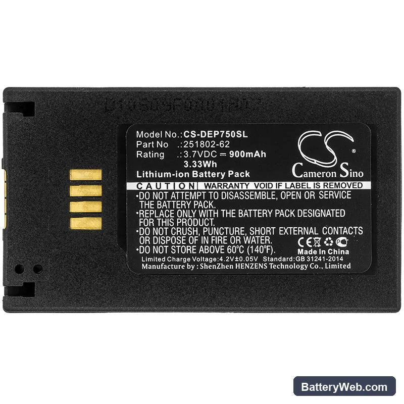 Tellermate T-iX Replacement Battery, 3.7V, 900mAh, Li-ion 3