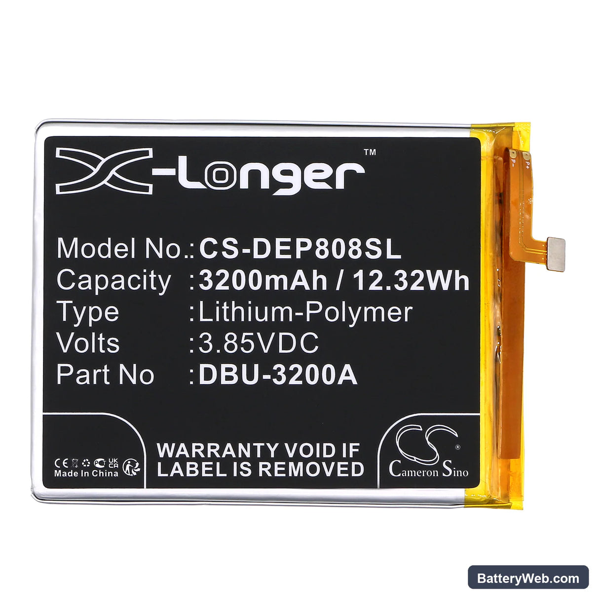 Doro 8080 Replacement Battery, 3.85V, 3200mAh, Li-Polymer 3