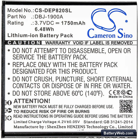 Doro Liberto 820 Replacement Battery, 3.7V, 1750mAh, Li-ion 3