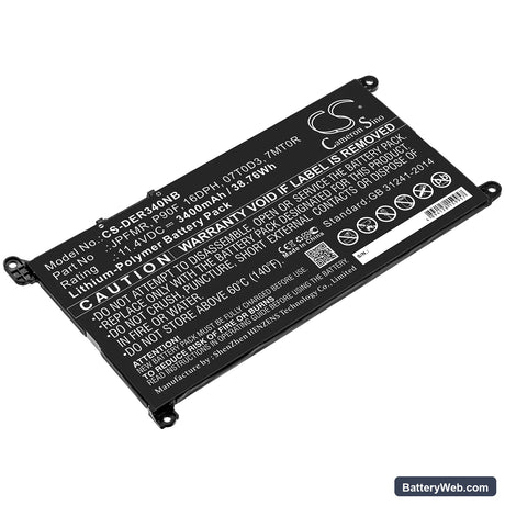 Dell Chromebook 3400 Replacement Battery, 11.4V, 3400mAh, Li-Polymer 1