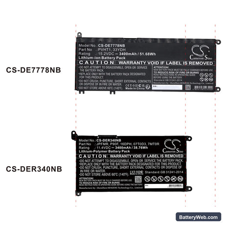 Dell Chromebook 3400 Replacement Battery, 11.4V, 3400mAh, Li-Polymer 5