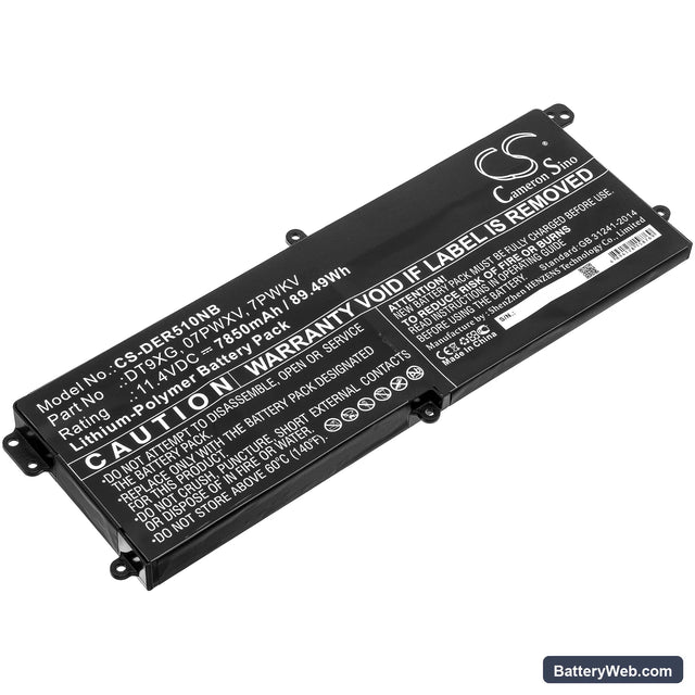 Dell ALWA51M-D1746B Replacement Battery, 11.4V, 7850mAh, Li-Polymer 1