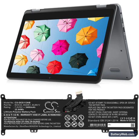 Dell Inspiron 11 3195 2-in-1 Replacement Battery, 7.6V, 3400mAh, Li-Polymer 5