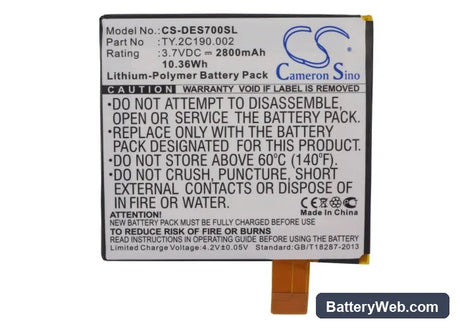 Dell Streak 7 Replacement Battery, 3.7V, 2800mAh, Li-Polymer 5