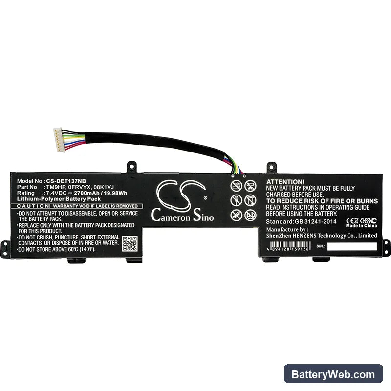 Dell Latitude 13 7350 Replacement Battery, 7.4V, 2700mAh, Li-Polymer 3