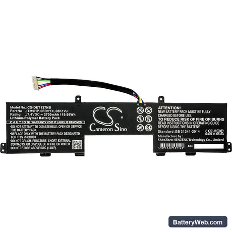 Dell Latitude 13 7350 Replacement Battery, 7.4V, 2700mAh, Li-Polymer 3