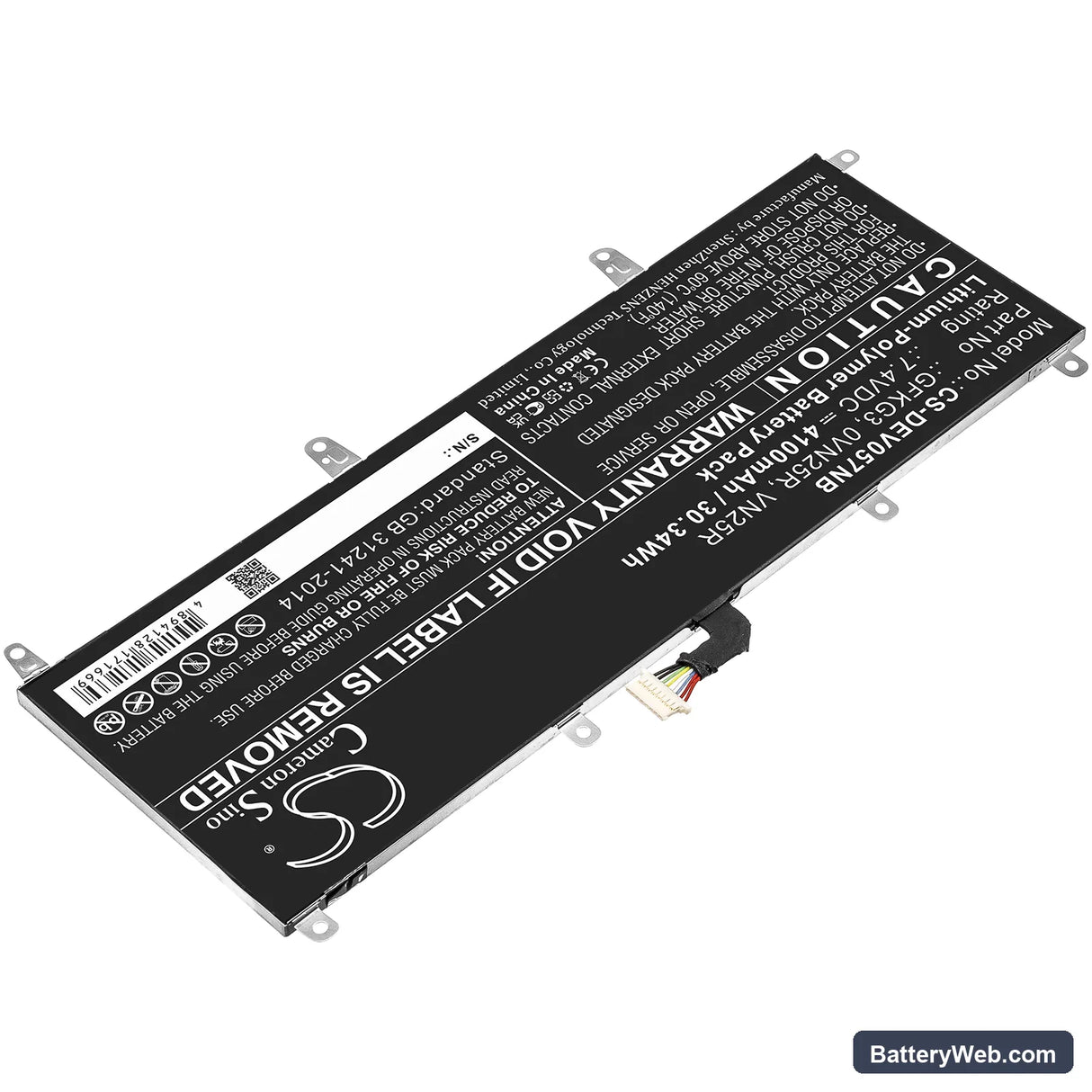 Dell Venue 10 Pro Replacement Battery, 7.4V, 4100mAh, Li-Polymer 2