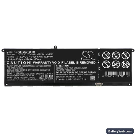 Dell Inspiron 13 5310 Replacement Battery, 15V, 3500mAh, Li-Polymer 5