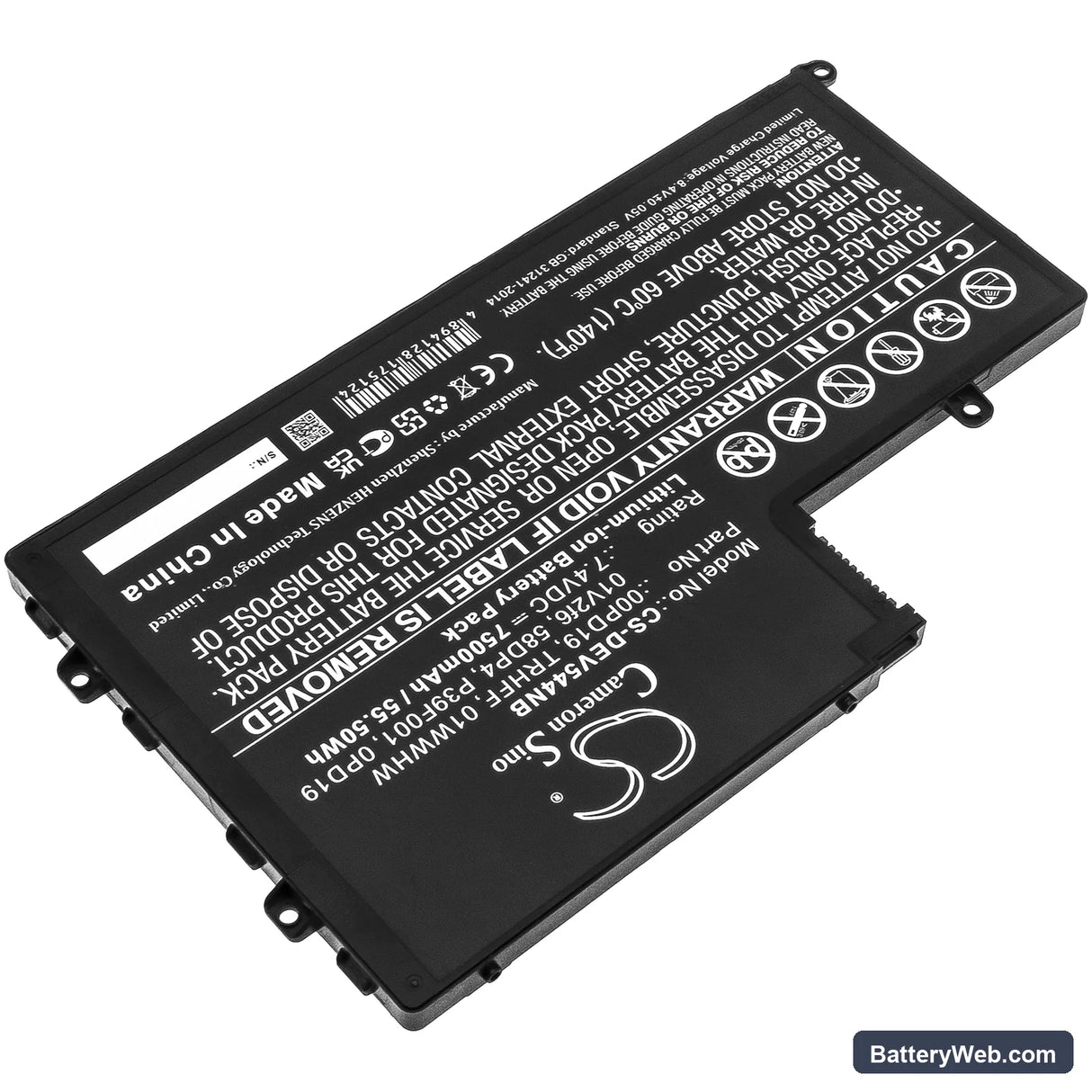 Dell Inspiron 14-5442 Replacement Battery, 7.4V, 7500mAh, Li-ion 2