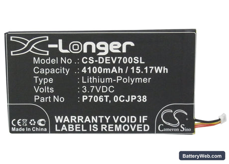 Dell Venue 7 Replacement Battery, 3.7V, 4100mAh, Li-Polymer 5