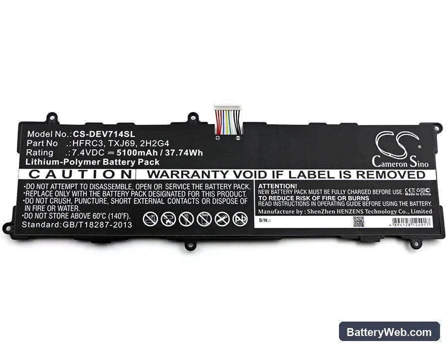 Dell Venue 11 Pro 7140 Replacement Battery, 7.4V, 5100mAh, Li-Polymer 3