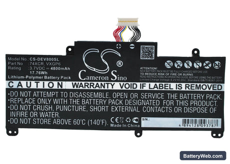 Dell Venue 8 Pro Replacement Battery, 3.7V, 4800mAh, Li-Polymer 5