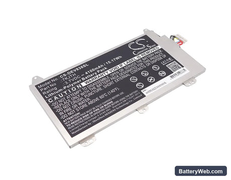 Dell Venue 8 Pro 3845 Replacement Battery, 3.7V, 4100mAh, Li-Polymer 1