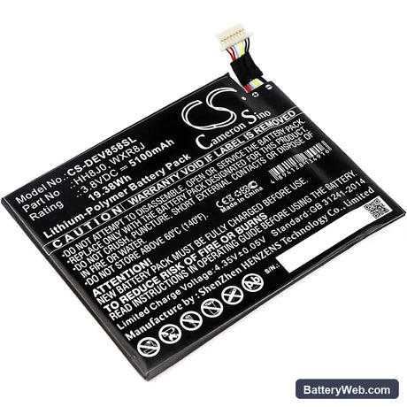 Dell Venue 8 Pro 5855 Replacement Battery, 3.8V, 5100mAh, Li-Polymer 1