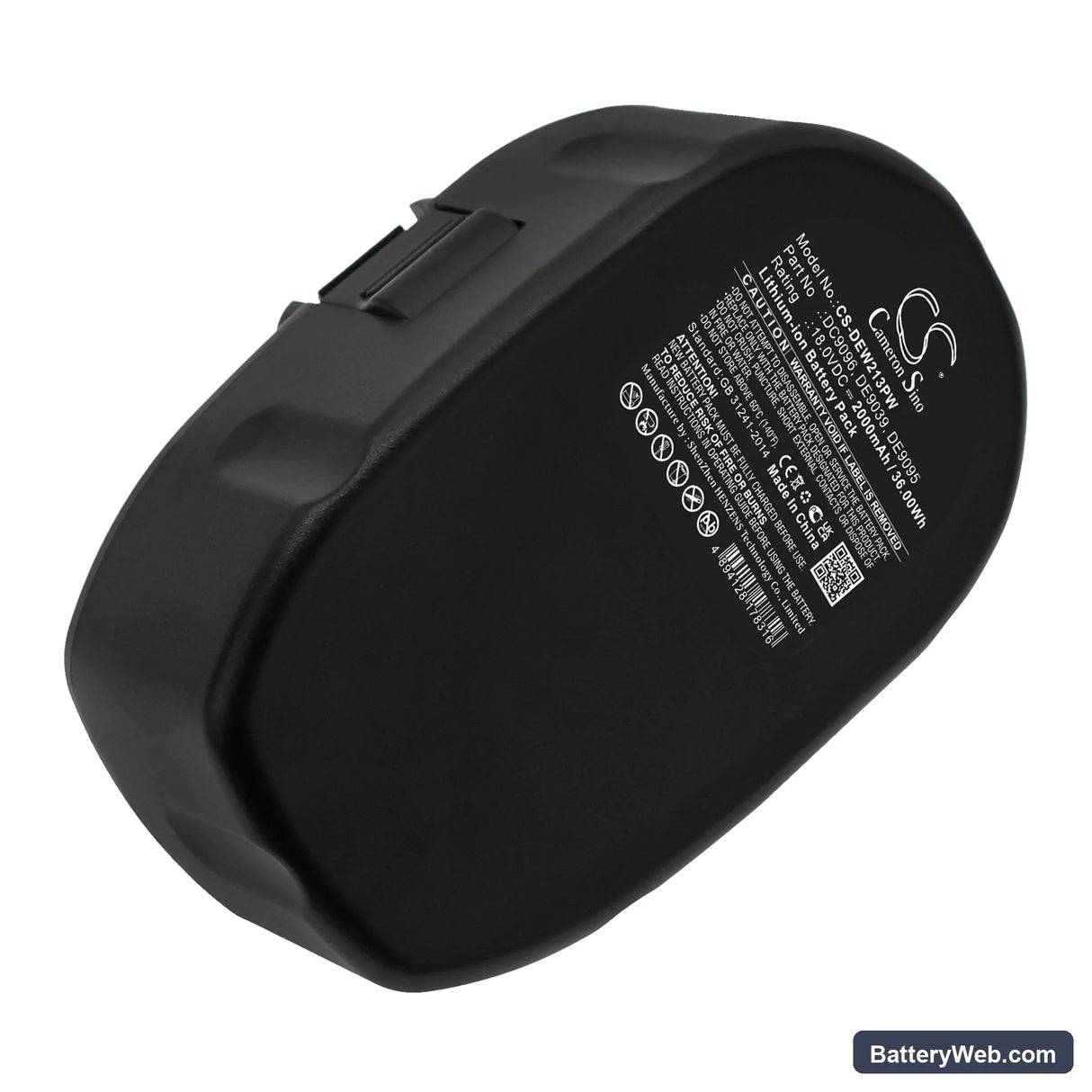 DeWalt DC212 Replacement Battery, 18V, 2000mAh, Li-ion 3