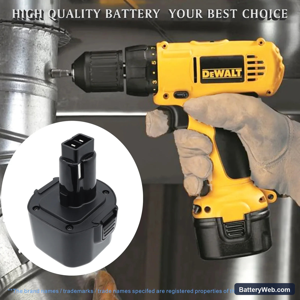 DeWalt DC750KA Replacement Battery, 9.6V, 3000mAh, Ni-MH 6
