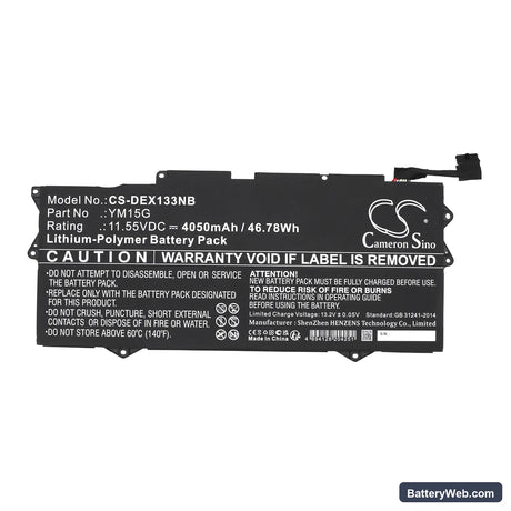 Dell XPS 13 9315-P1708LTW Replacement Battery, 11.55V, 4050mAh, Li-ion 3