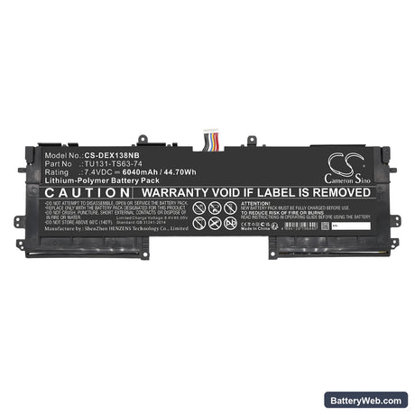 Dell XPS 13D-8808 Replacement Battery, 7.4V, 6040mAh, Li-Polymer 3