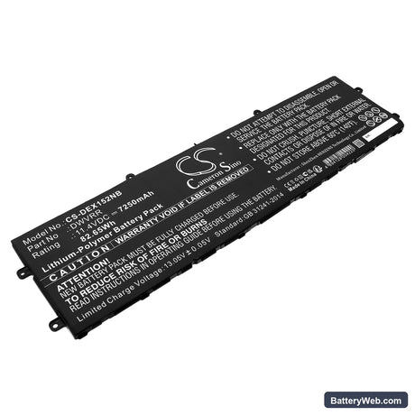 Dell X15 R2 WNR2X15CTO40S Replacement Battery, 11.4V, 7250mAh, Li-ion 1