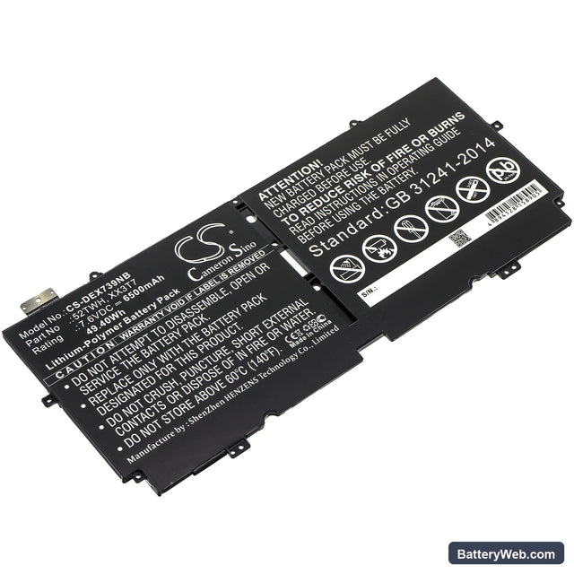 Dell XPS 13 7390 Replacement Battery, 7.6V, 6500mAh, Li-Polymer 1
