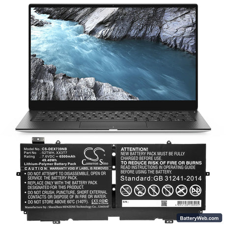 Dell XPS 13 7390 Replacement Battery, 7.6V, 6500mAh, Li-Polymer 5